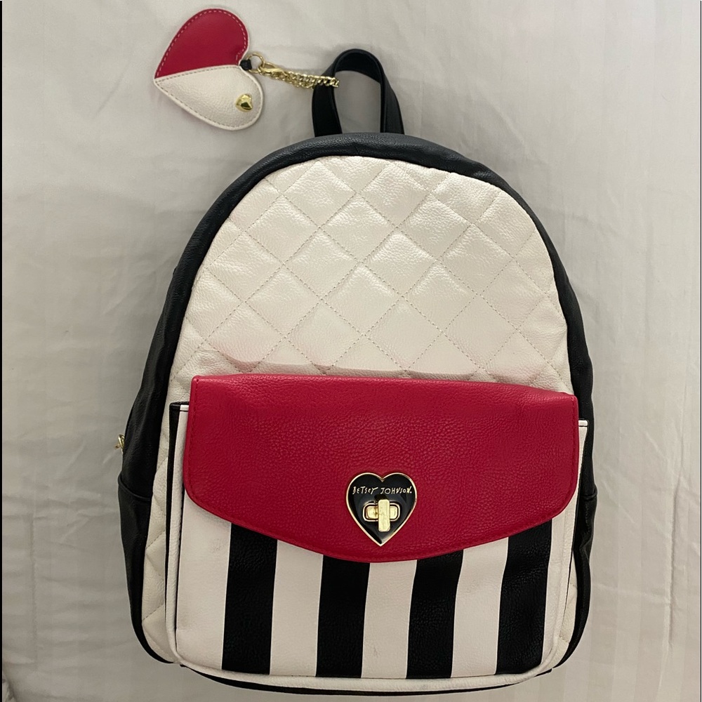 Betsey Johnson Black And White Backpack Gem